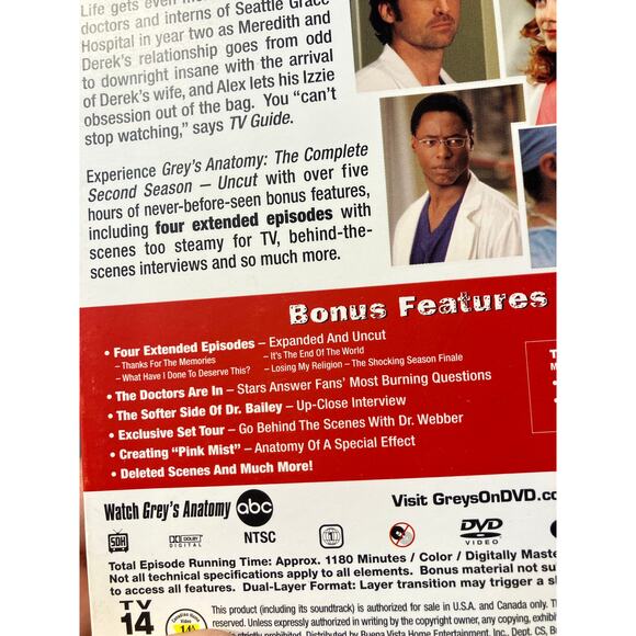 Grey's Anatomy: The Complete‎ Second Season Uncut DVD Set Medical TV Drama - Picture 2 of 11